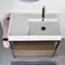 Console Sink Vanity With Ceramic Sink and Natural Brown Oak Drawer, 35